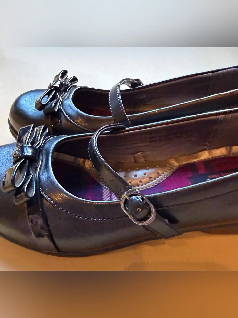 French Toast Girls Black Mary Jane Dress Shoes Bow Buckle Size 3
